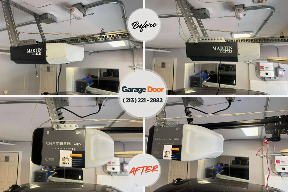 Before and after: garage door repair Tiffin, IA